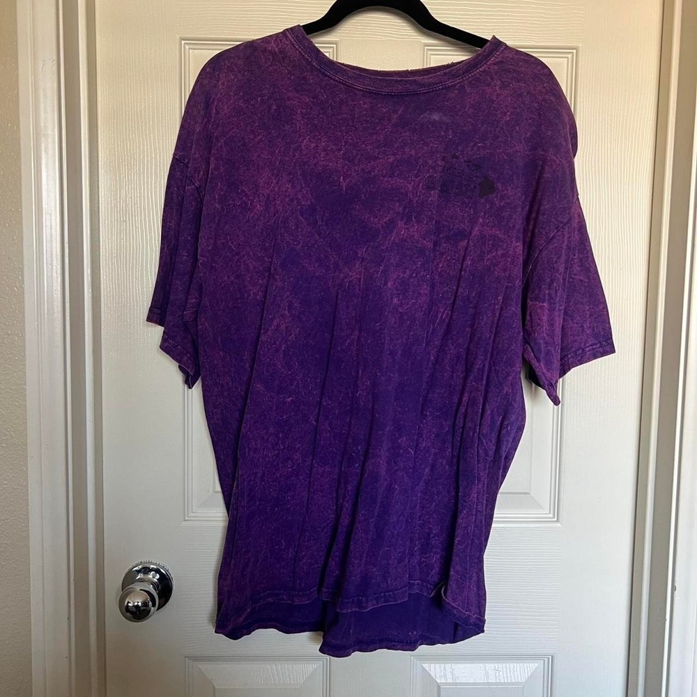 Purple acid wash tee with black graphic